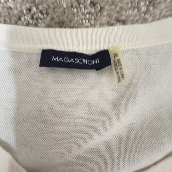 Magaschoni Cotton Cardigan Sweater - Small Buttons | XL | Cream | Preppy - Picture 5 of 8